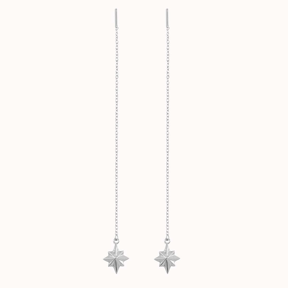 Megan Starburst Silver Dangling Earrings For Women