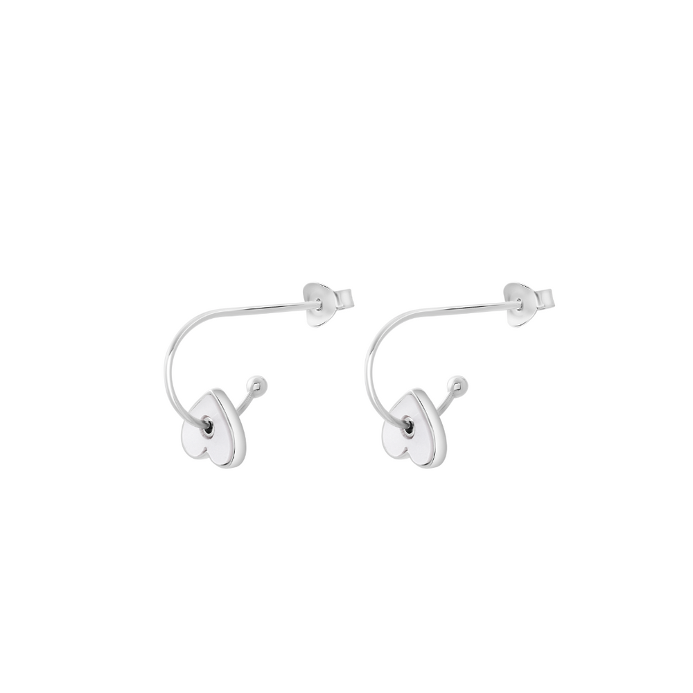 Millie Heart Hoop Silver Earrings For Women