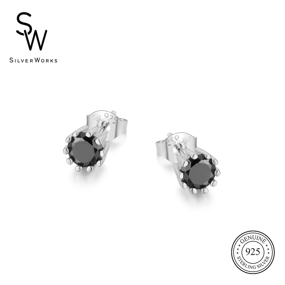 E7143 10 PRONG RND 4MM BLACK CZ STUD 0.9G