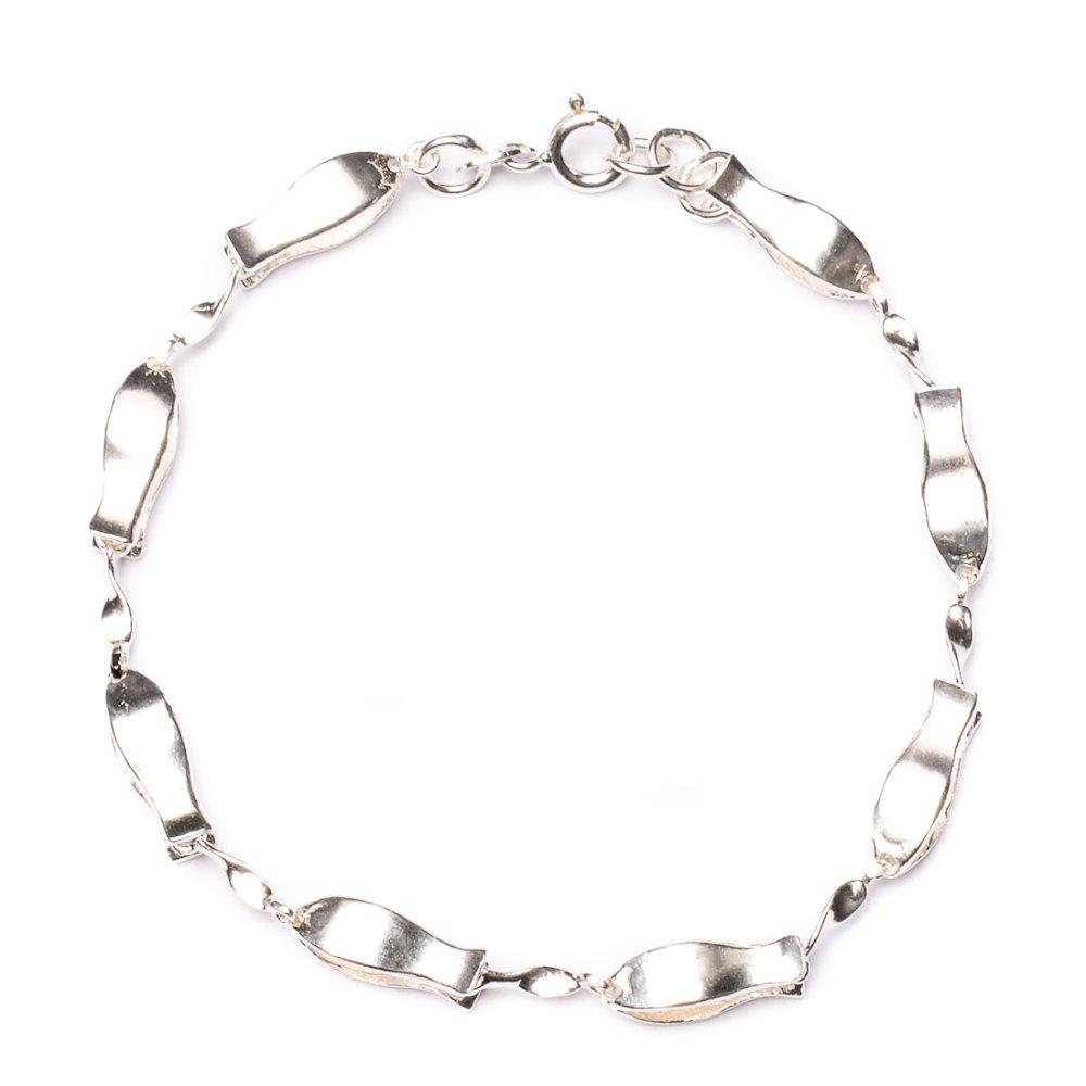 Zoe Fish Linked 925 Sterling Silver Chain Bracelet | SilverWorks