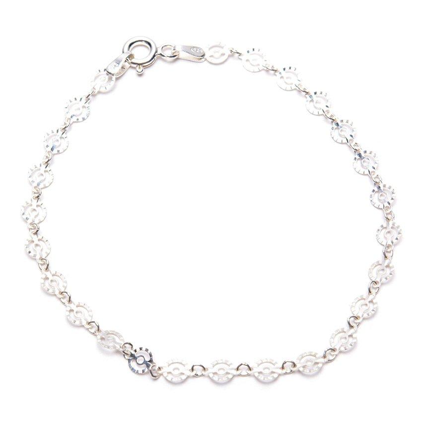 Circle Design with Diamond Cut 925 Sterling Silver Bracelet Philippines | Silverworks