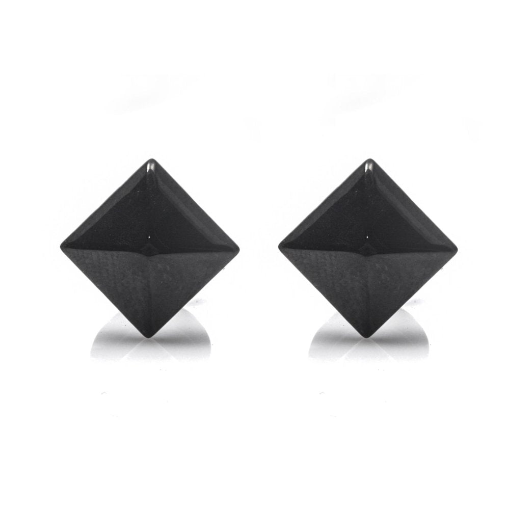 Black Pyramid Stainless Steel Hypoallergenic Faux Tunnel Earrings Philippines | Silverworks