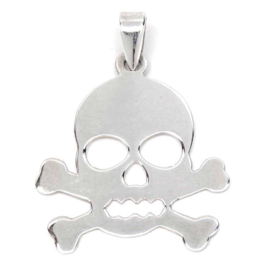 Zuri Flat Pirate Skull 925 Sterling Silver Pendant | SilverWorks