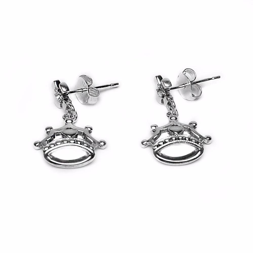 Naomi Crown 925 Sterling Silver Stud Dangling Earrings | SilverWorks