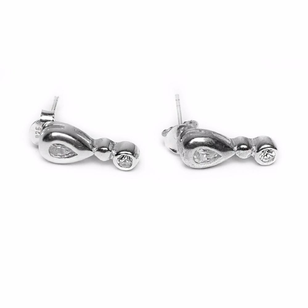 Nicole Teardrop 925 Sterling Silver Stud Dangling Earrings | SilverWorks