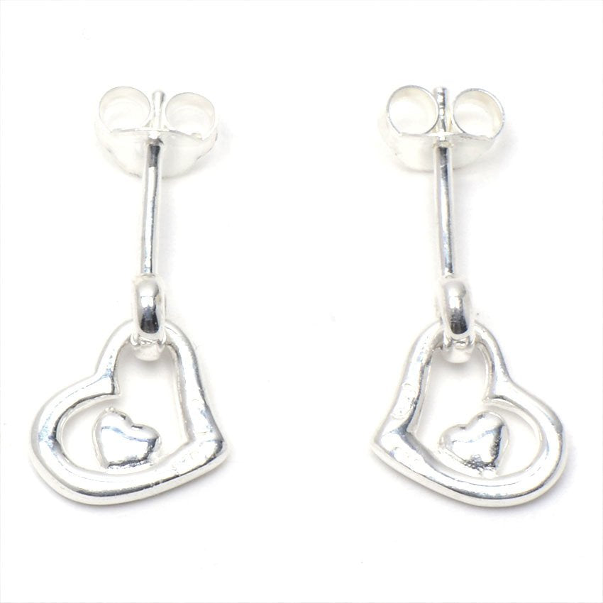 Hanging Open Heart 925 Sterling Silver Stud Earrings Philippines | Silverworks