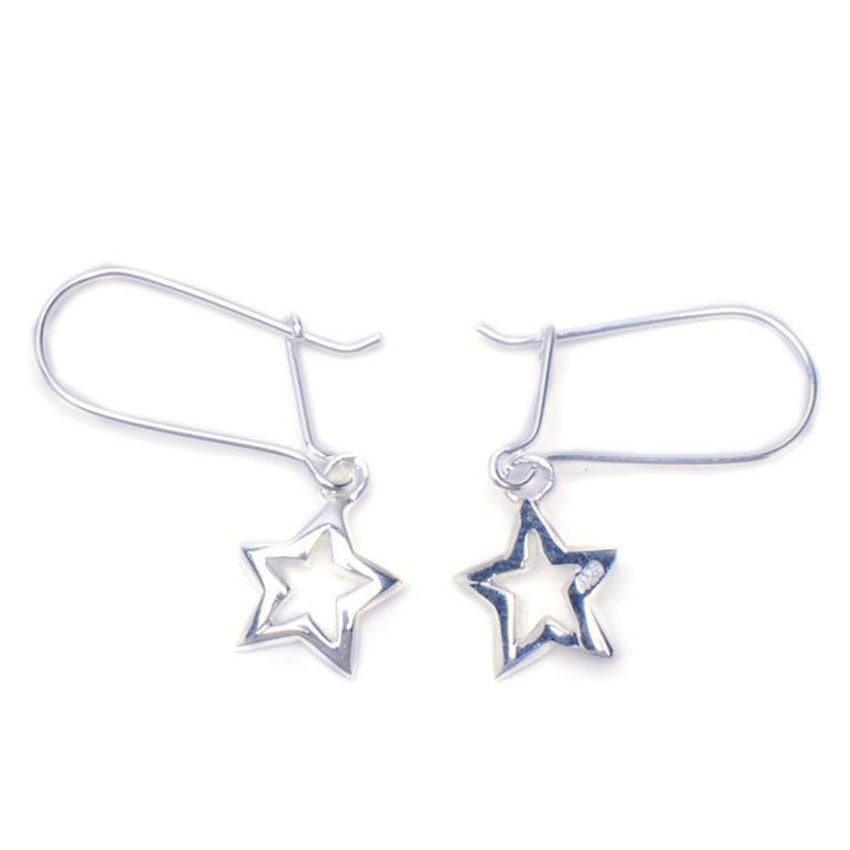 Kato Star Cut-out 925 Sterling Silver Drop Earrings | SilverWorks