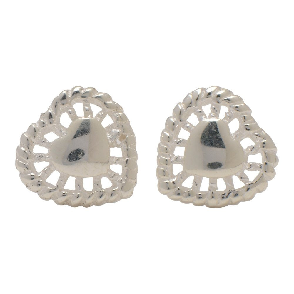 Hara Heart 925 Sterling Silver Stud Earrings | SilverWorks