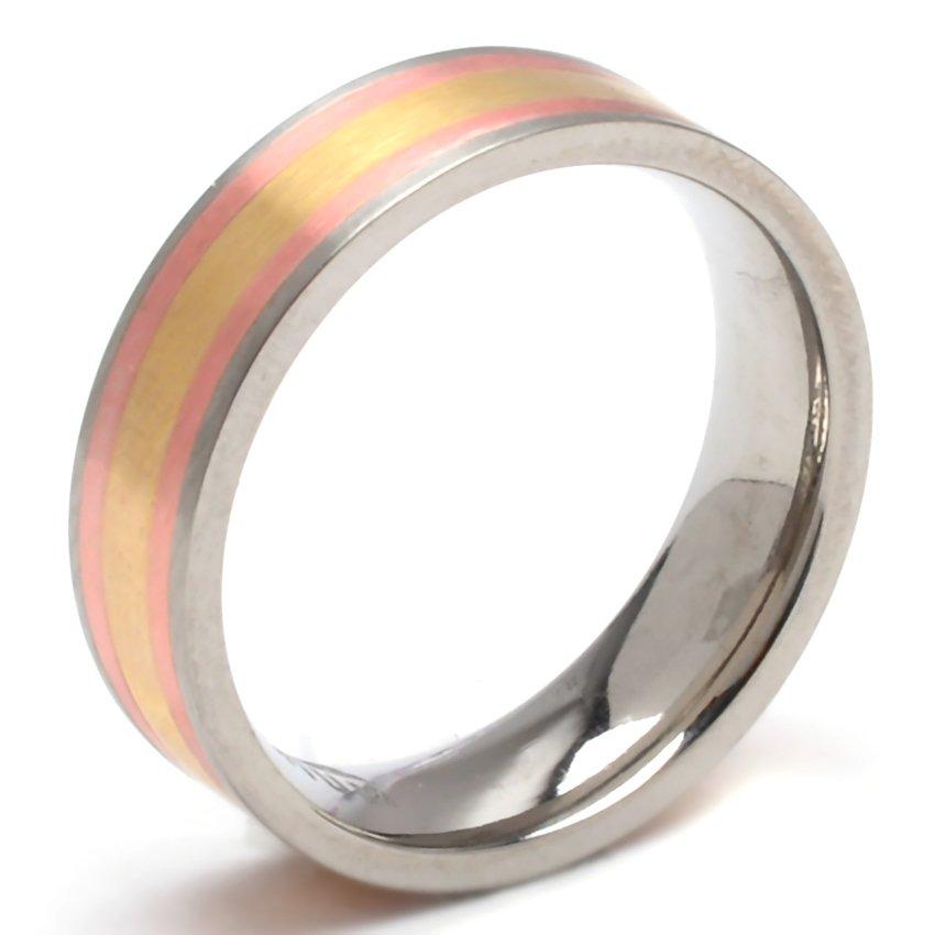 Medium Thick 3 Tone Titanium Band Ring | Silverworks