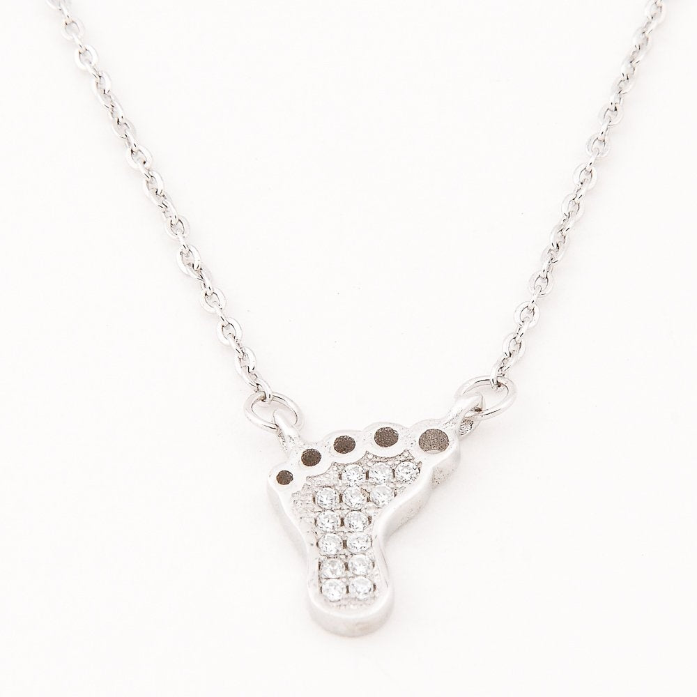 Foot with Zirconia 925 Sterling Silver Necklace Philippines | Silverworks