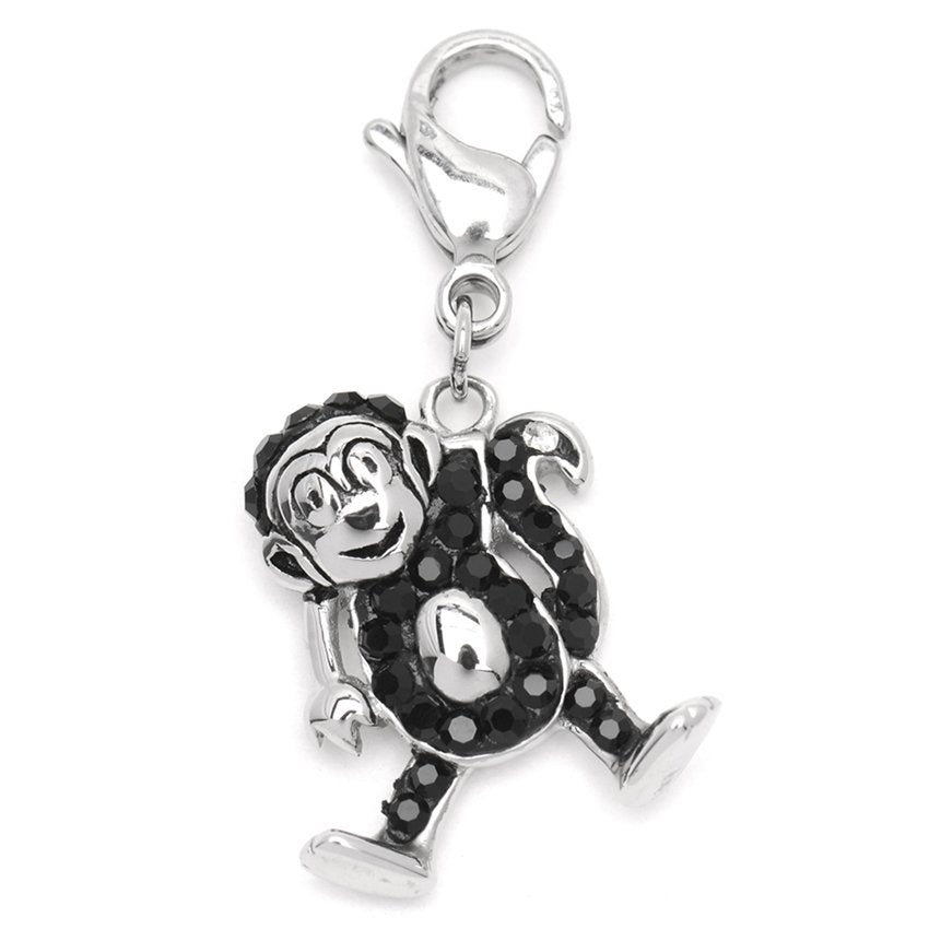 Monkey with Black Zirconia Stainless Steel Hypoallergenic Charm Philippines | Silverworks