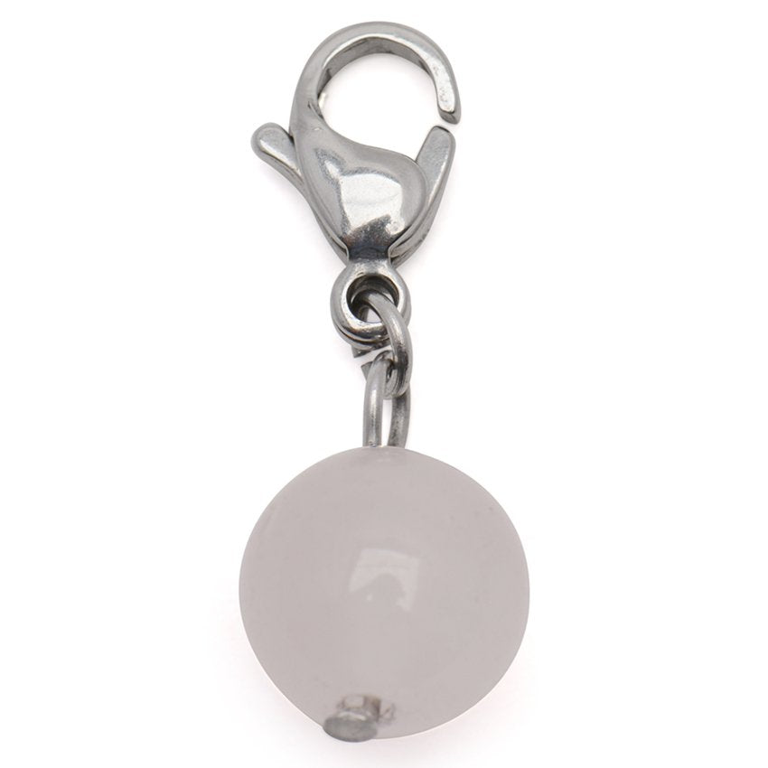 Rose Quartz Bead Stainless Steel Charm | SilverWorks