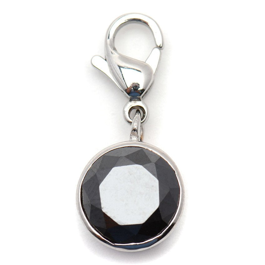 Round Black CZ Stainless Steel Hypoallergenic Charm Philippines | Silverworks