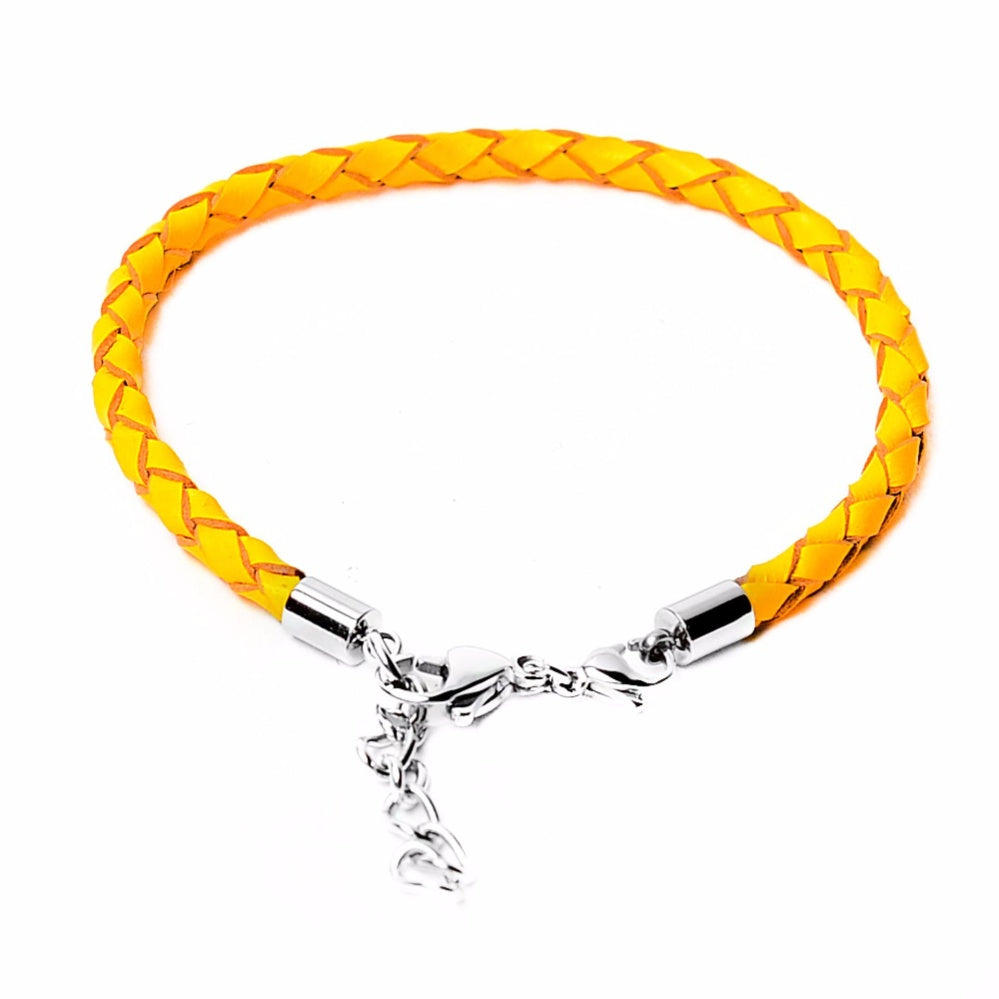 Thin Yellow Leatherette Stainless Steel Hypoallergenic Bracelet Philippines | Silverworks