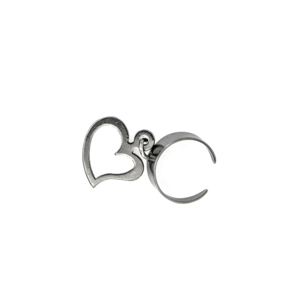 Ossie Open Heart Stainless Steel Ear Cuff Earring | SilverWorks