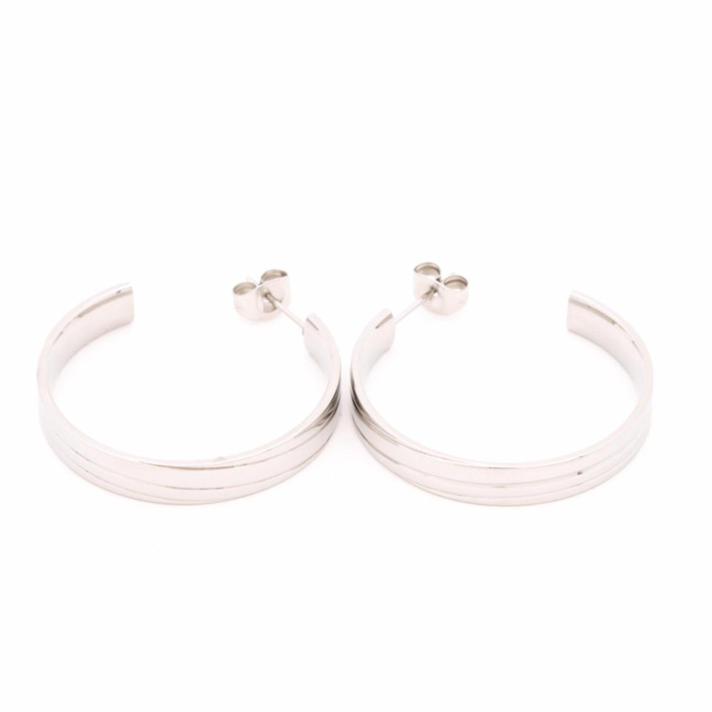 Vesp Half Hoop 925 Sterling Silver Stud Earrings | SilverWorks