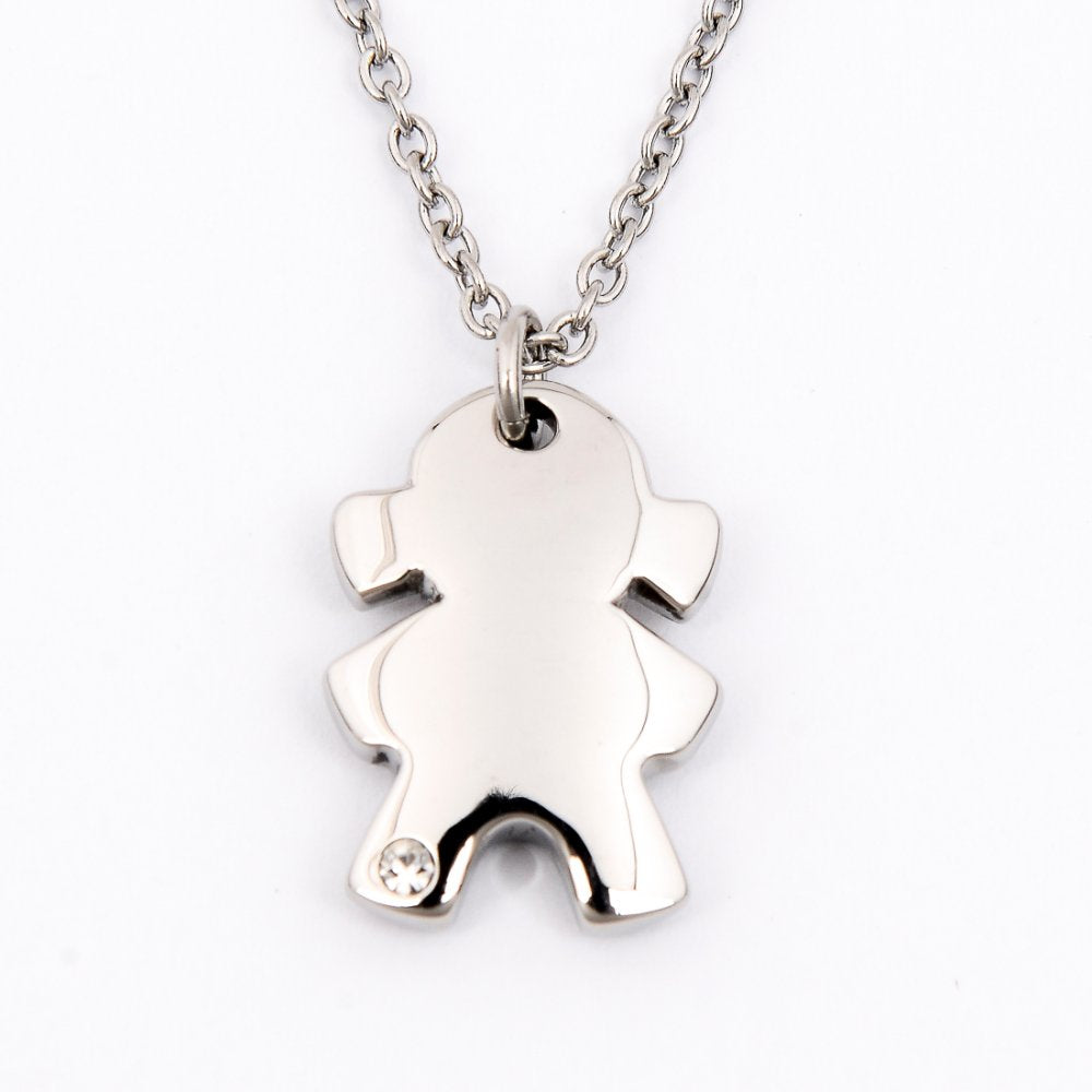 Carmin Girl Figure Stainless Steel Pendant Necklace | SilverWorks