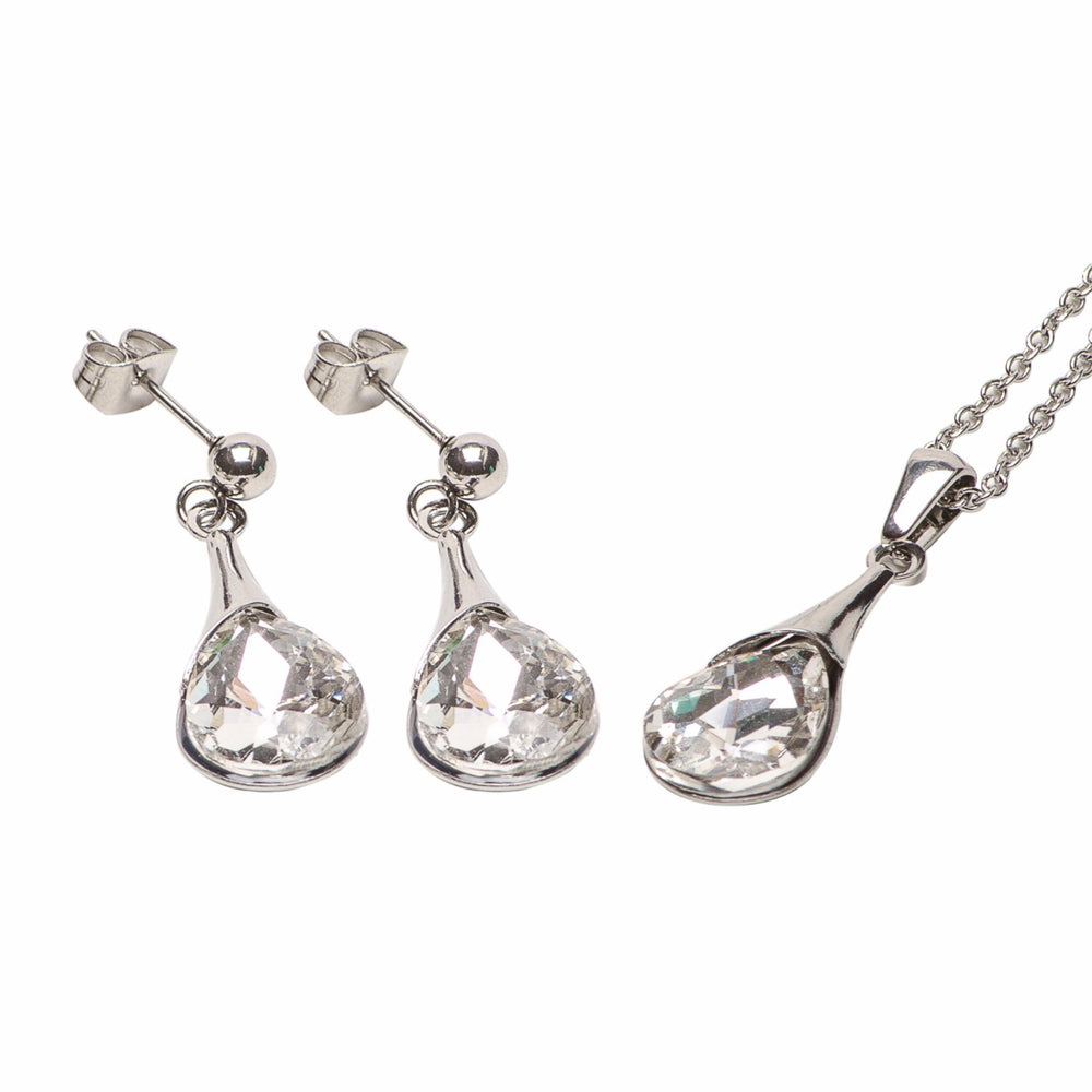 Tully Teardrop Stone Stainless Steel Jewelry Set | SilverWorks