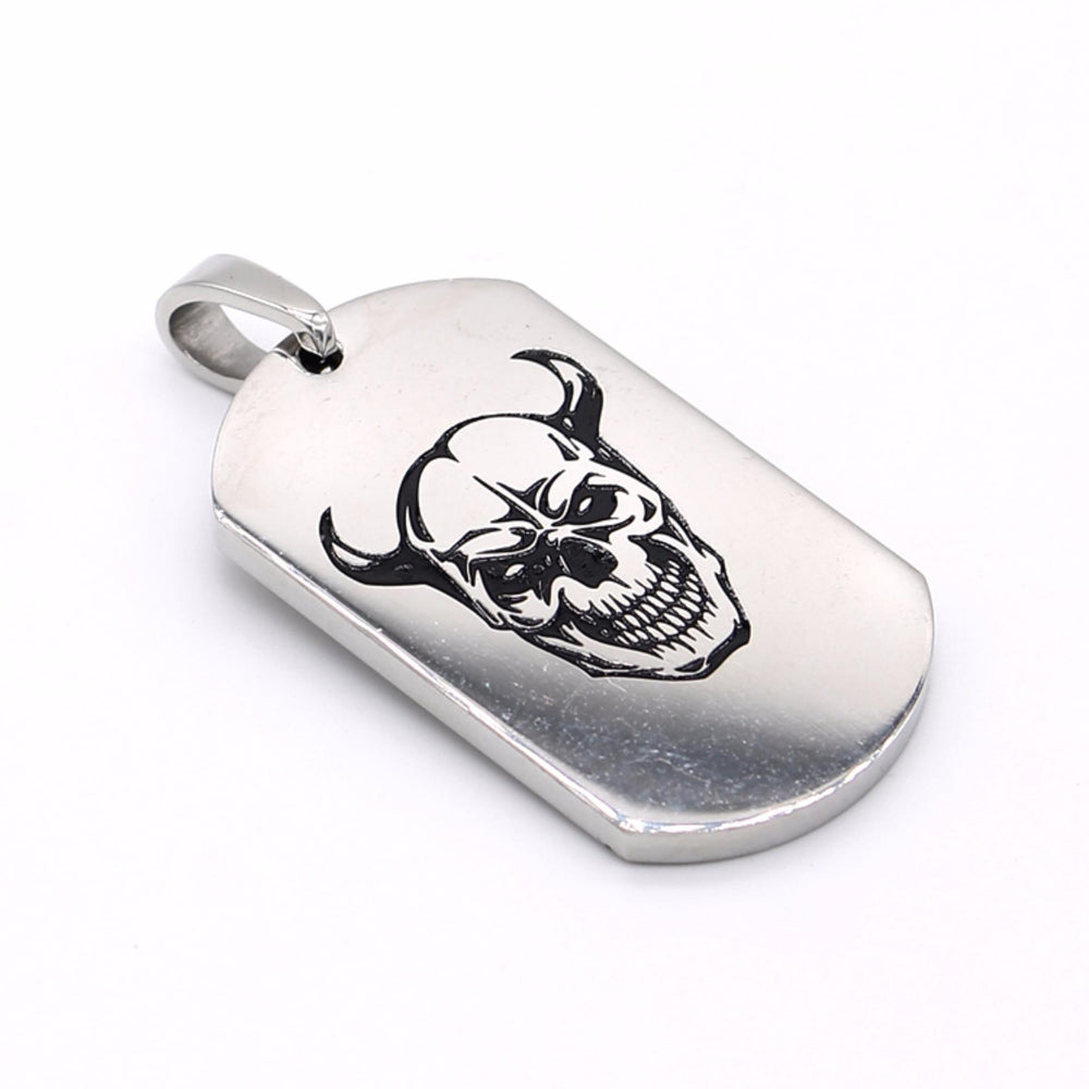 Dogtag with Black Enamel Demon Design w/ 24 Balls chain Stainless Steel Hypoallergenic Necklace Philippines | Silverworks