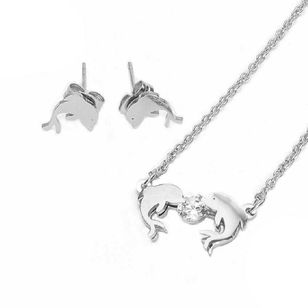 Dolphin Earrings and Necklace Stainless Steel Hypoallergenic Jewelry Set Philippines | Silverworks