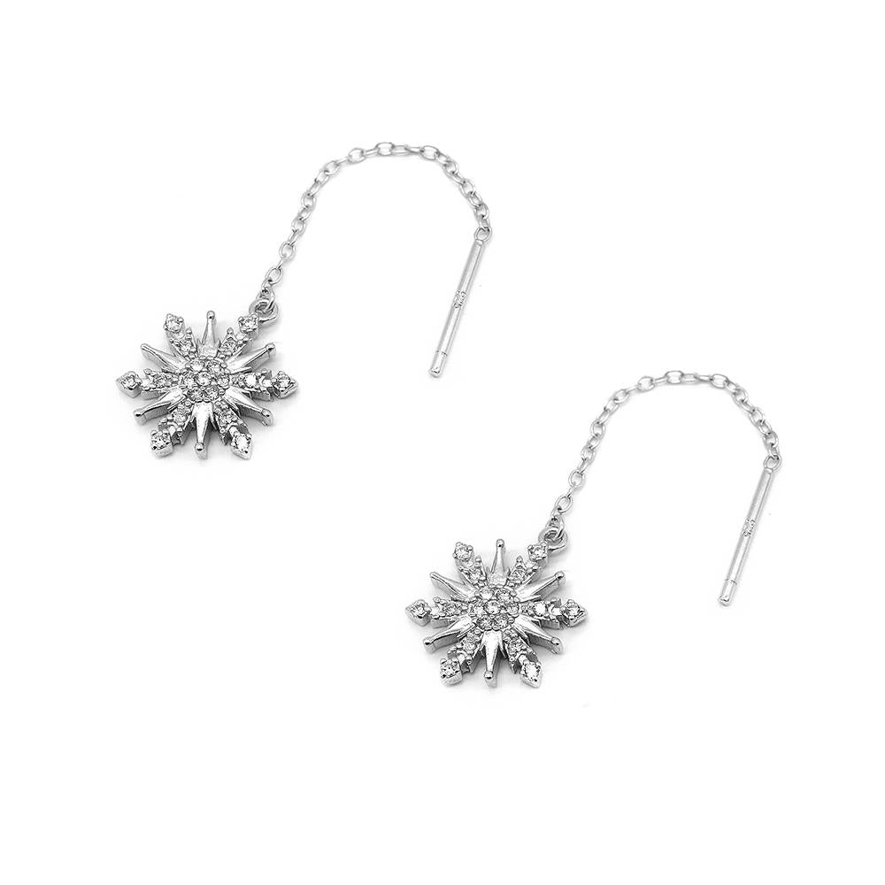 Disney® Milca Dendrites Snowflakes with Zirconia Stones 925 Sterling Silver Threaded Earrings  Philippines | Silverworks