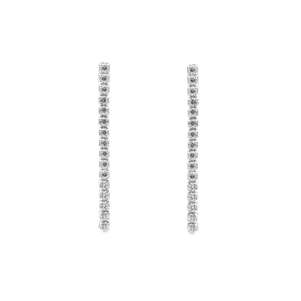 Nikki Single Tennis Drop with Zirconia Stones 925 Sterling Silver Earrings Philippines | Silverworks