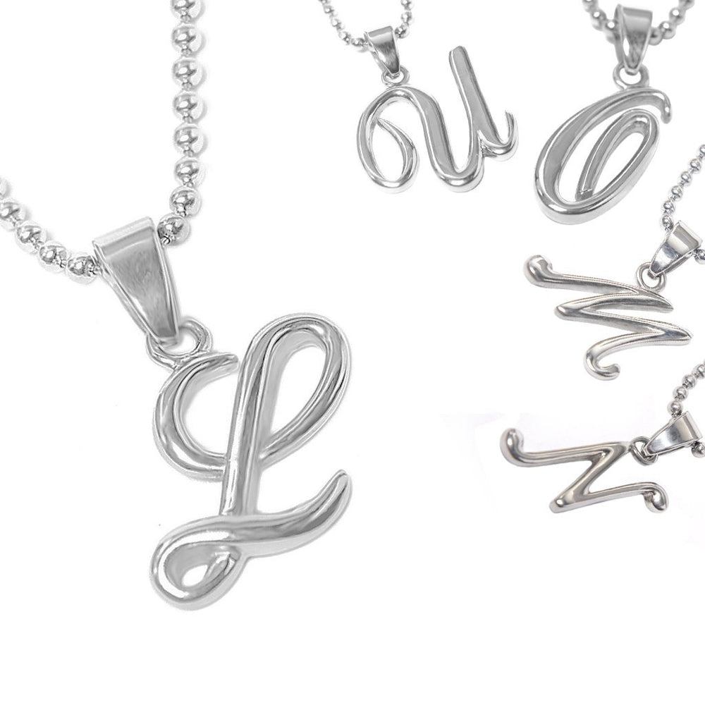 Letter Pendant in 24 Balls Chain Stainless Steel Hypoallergenic Necklace Philippines | Silverworks